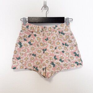 VTG 90s Paris Sport Club Daisy Floral Print Pink Denim Shorts Size 7 / 26" Waist